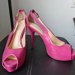 Guess peep toe platforms